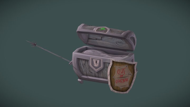 Treasure Chest and a Shield 3D Model
