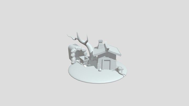 Diorama - Woodhouse in Mineshaft - Stylized 3D Model