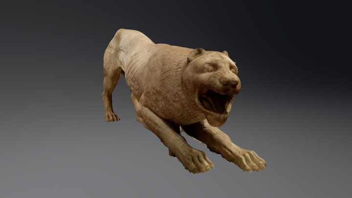 Marble Statue of a Lion 3D Model