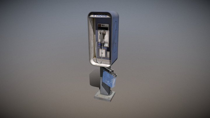 America or US Public Phone Booth / Box 3D Model