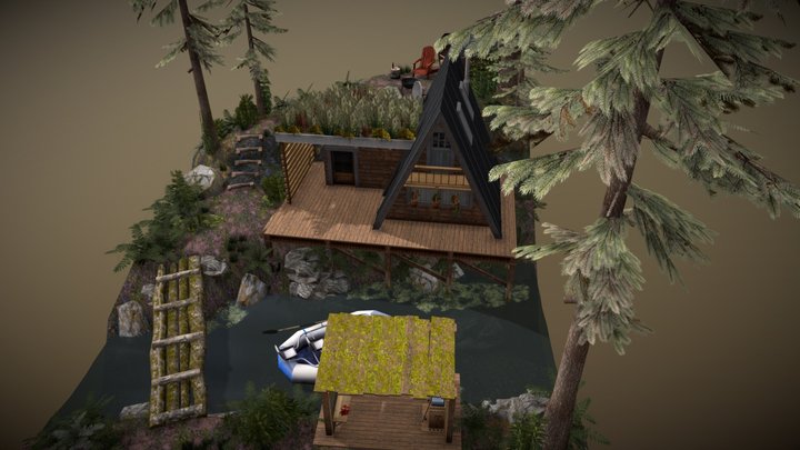 Eco House in the Woods 3D Model