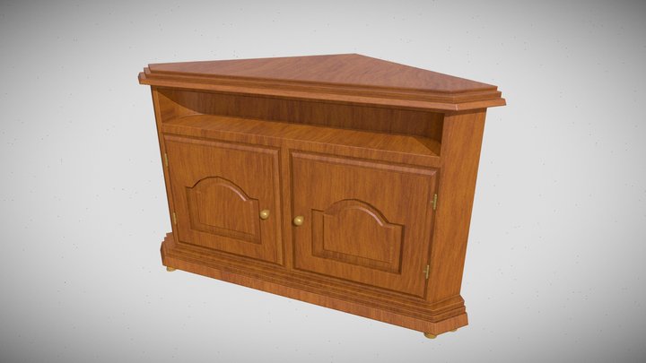 3D Corner TV Stand - Wood (Free .fbx) 3D Model