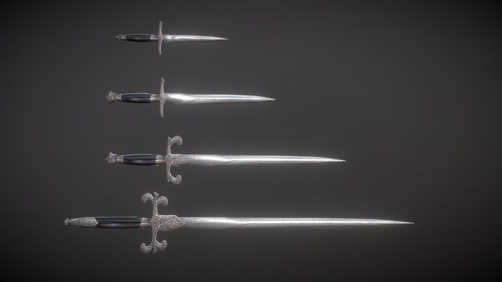 Silver Bladed weapons - Fantasy weapon set