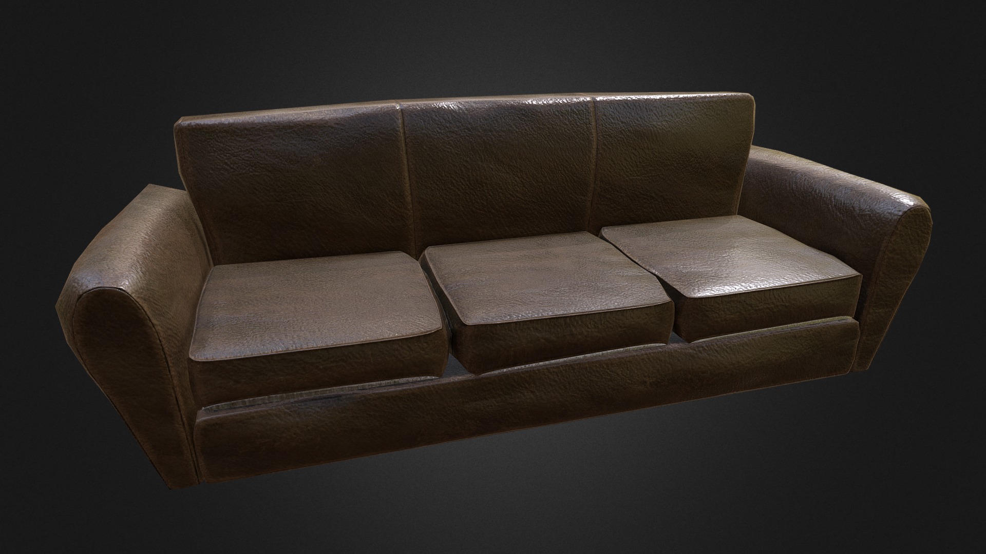 3D model Leather Sofa - This is a 3D model of the Leather Sofa. The 3D model is about a couch with a cushion.