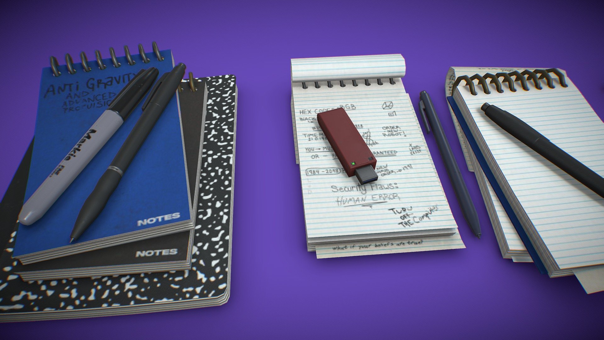 Notebooks + - 3D model by Michael V (@bossdeff) [d51dc88] - Sketchfab