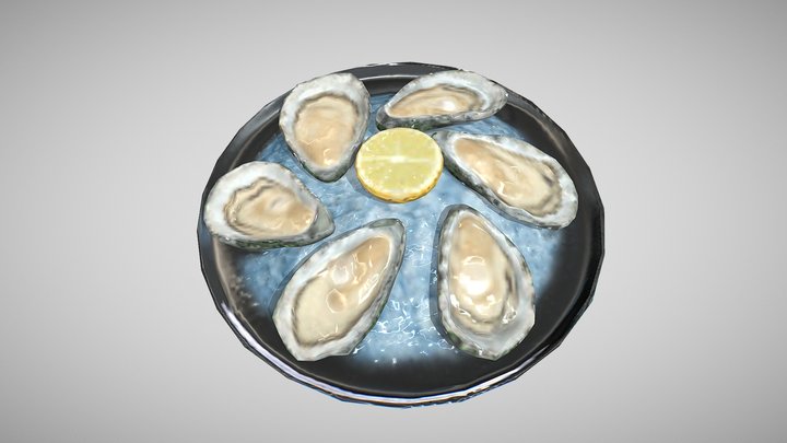 Oysters on Ice with Lemon – Game-Ready 3D Asset 3D Model