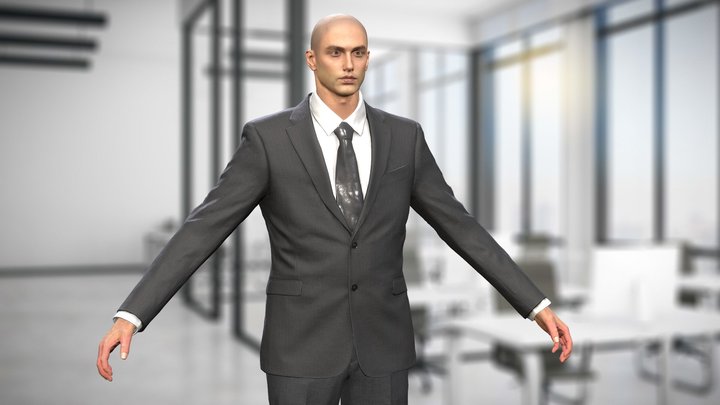 Business man in a black Suit Game Assests 3D Model