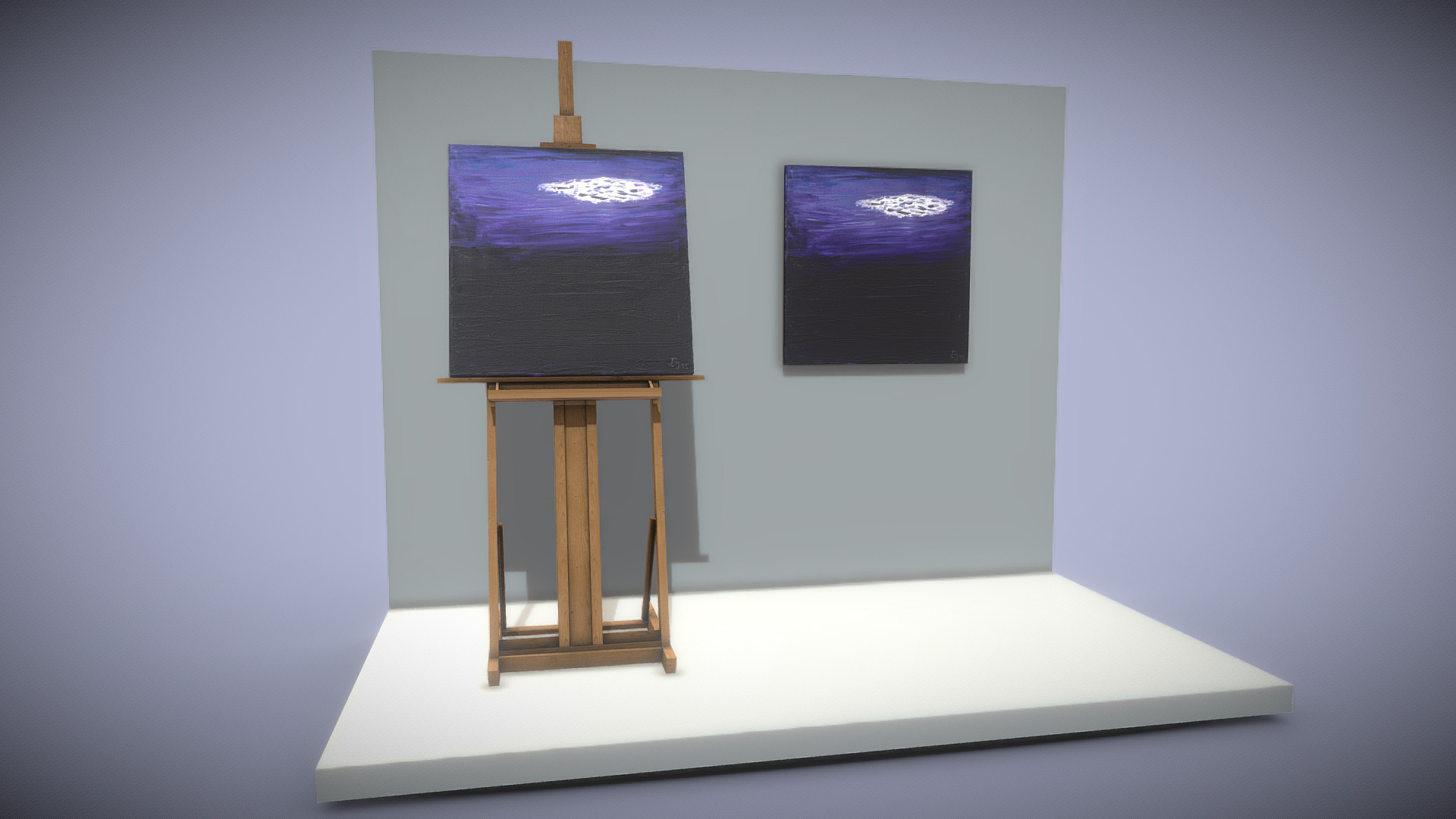 3D model Cloud – Oil Painting - This is a 3D model of the Cloud - Oil Painting. The 3D model is about a display of a television.