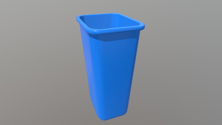 Modern Plastic Office Trash Can (High Detail)
