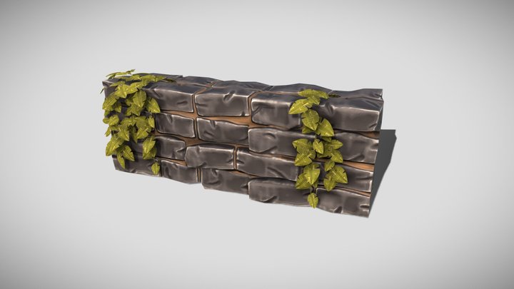 Stylized Rock Wall (Game-Ready with LODs) 3D Model
