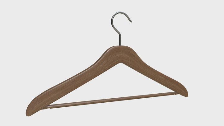 Wooden coat hanger For clothes Black 3D model