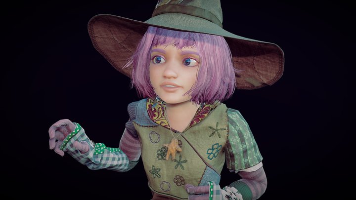 Witch girl realtime - cute girl 3D Model