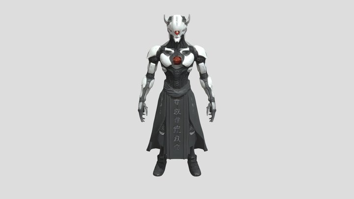 Futuristic humanoid robot with armor and robe 3D Model