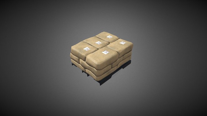 Cement Bag Stack Low Poly 3D Model
