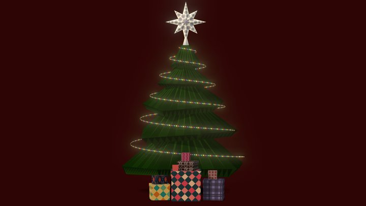 Christmas Tree with Presents | Low-Poly 3D Model
