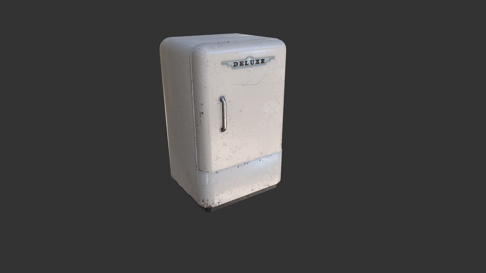 3D model Old Fridge pbr - This is a 3D model of the Old Fridge pbr. The 3D model is about a white rectangular object.
