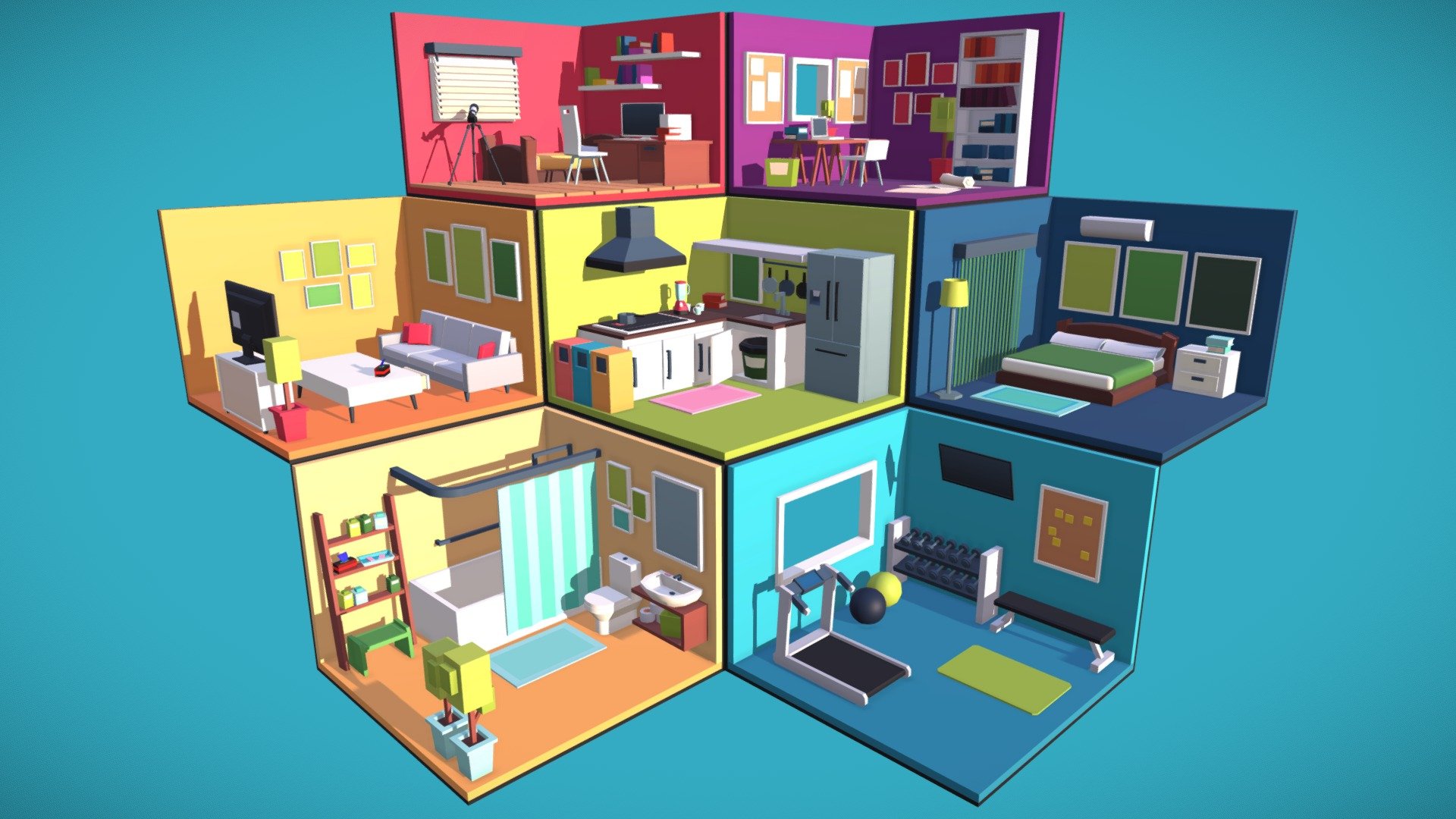 Low Poly Isometric Rooms - Download Free 3D model by Brynn (@Brynnnnn ...