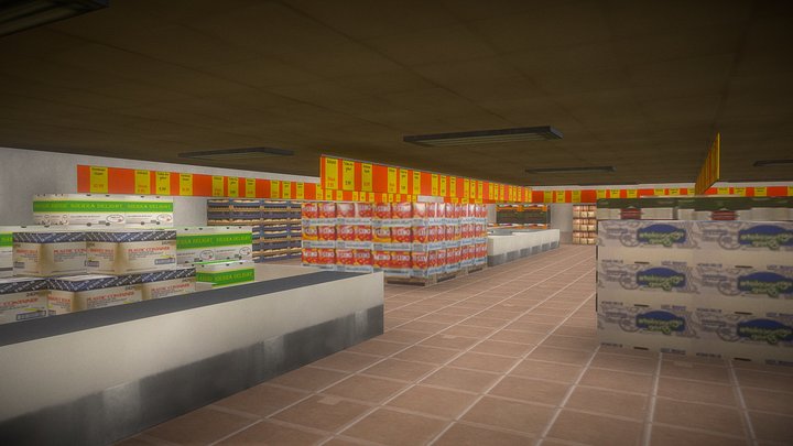 Aldi supermarket [full interior] – Free 3D Model STL