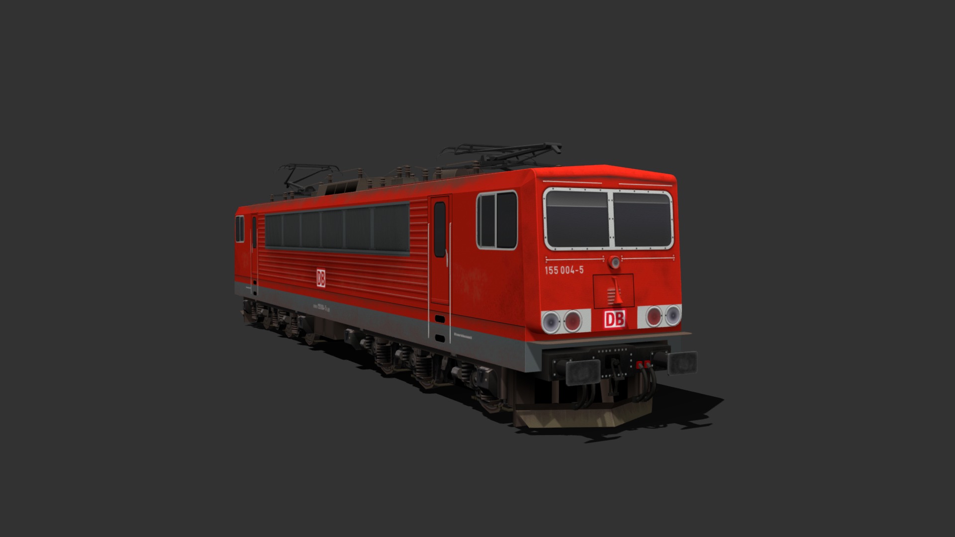 3D model Baureihe 155 – Deutsche Bahn - This is a 3D model of the Baureihe 155 - Deutsche Bahn. The 3D model is about a red and white train.