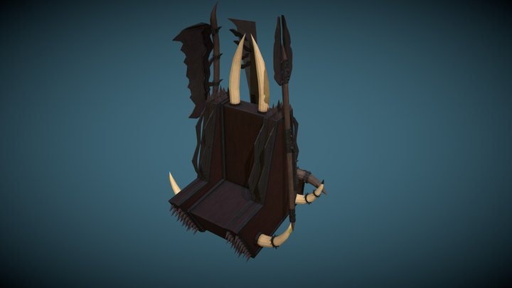 Orc general throne with weapons 3D Model
