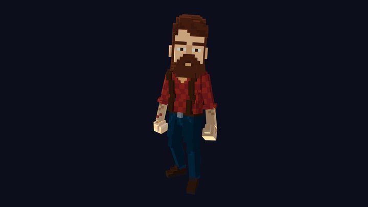 Woodcutter Character - 3D Lowpoly Voxel Model 3D Model