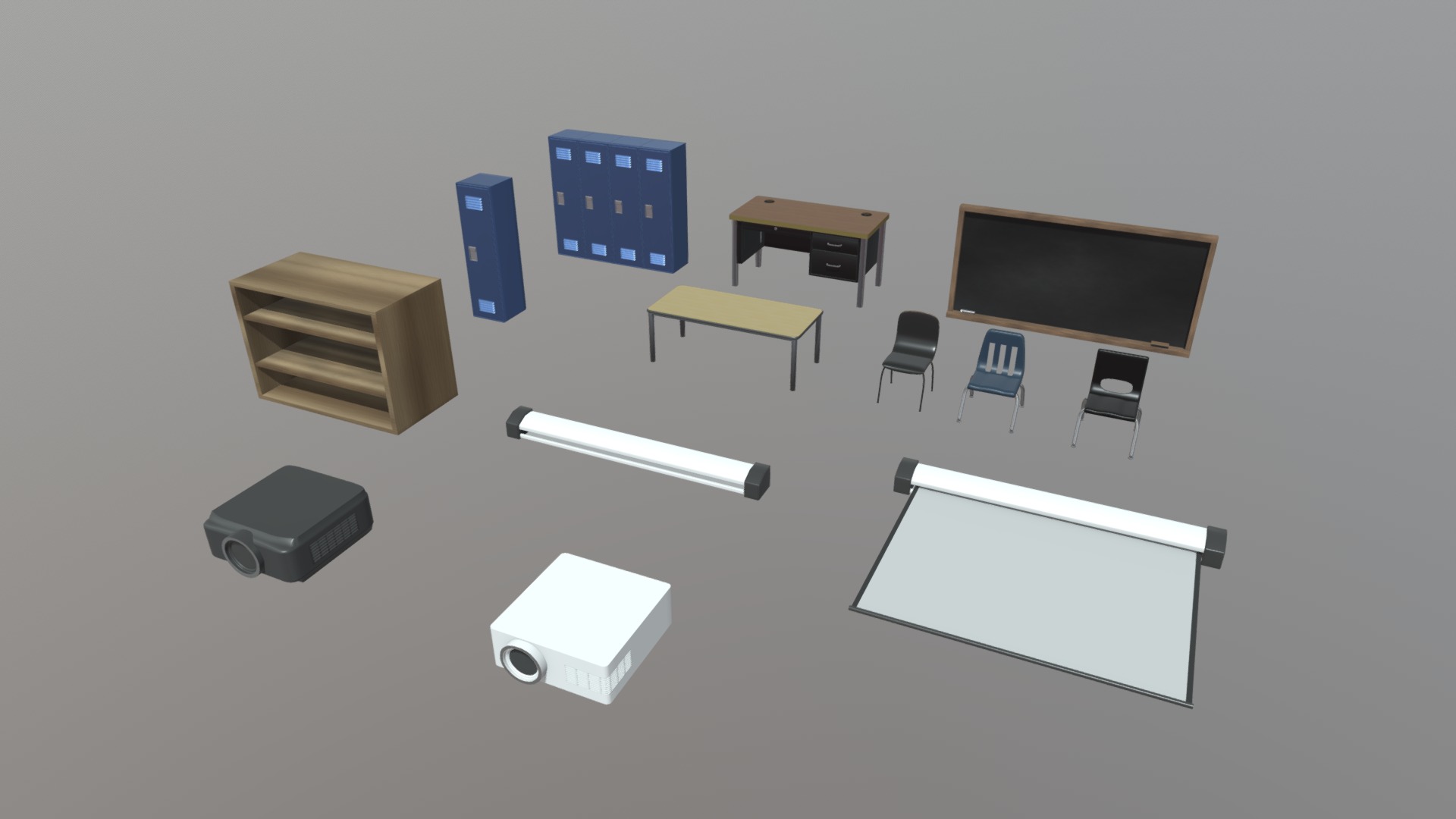 3D model School Classroom Asset Pack - This is a 3D model of the School Classroom Asset Pack. The 3D model is about diagram.