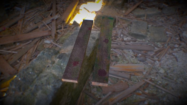Old Bloody Wood Planks 3D Model