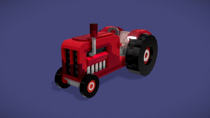 Farm Tractor | Low Poly | Minecraft 3D Model