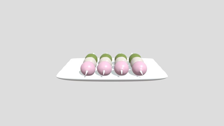 Three colour dango dumplings 3D Model