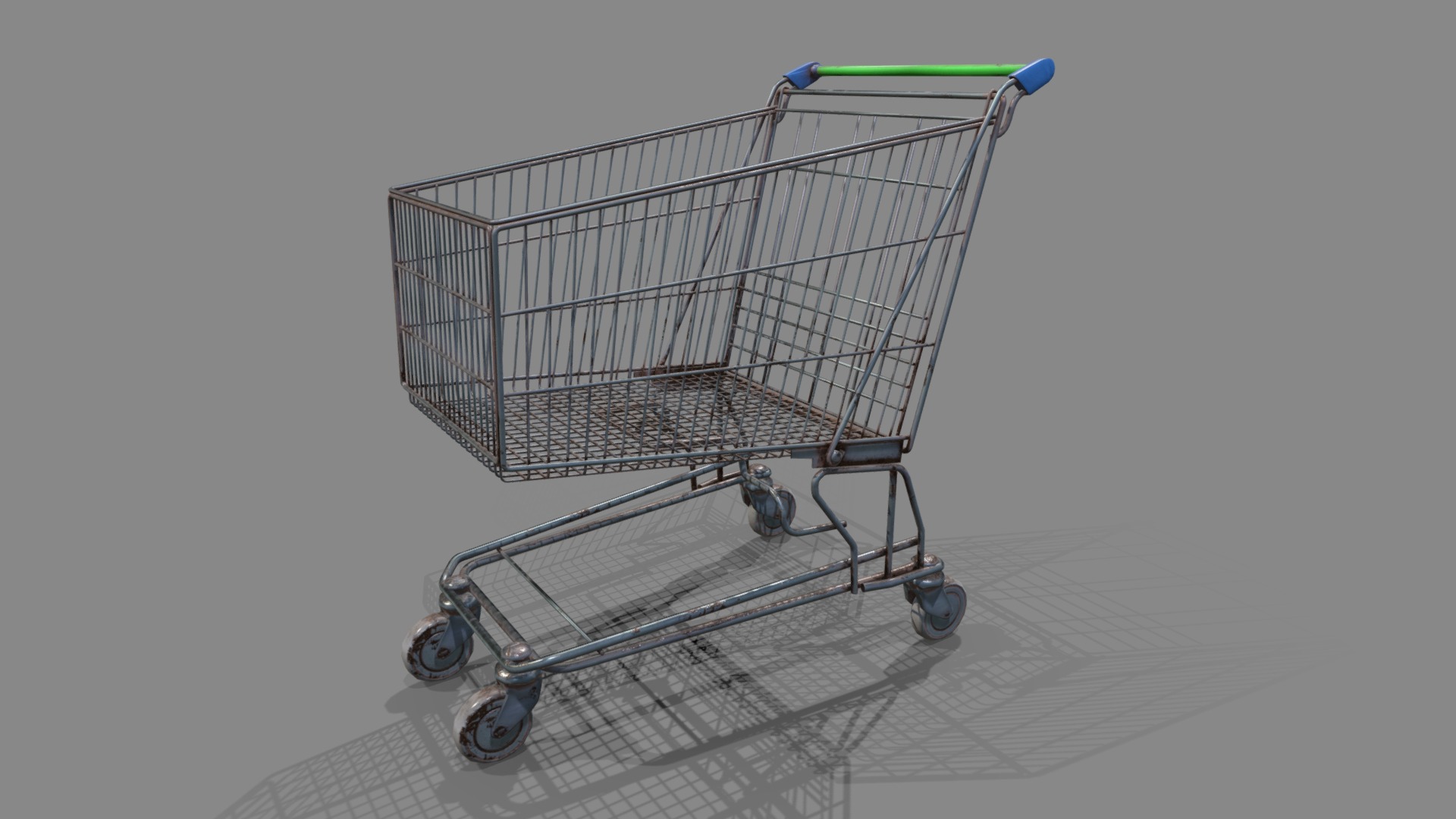 3D model Trolley - This is a 3D model of the Trolley. The 3D model is about a shopping cart with a green light.
