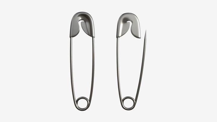 Safety pins locked and open 3D Model