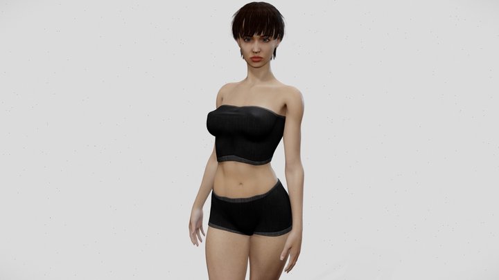 Skinny Brunette Woman 3D Model