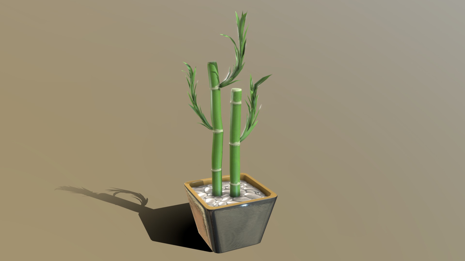 3D model Stylized Bamboo Potted Plant - This is a 3D model of the Stylized Bamboo Potted Plant. The 3D model is about a plant in a pot.