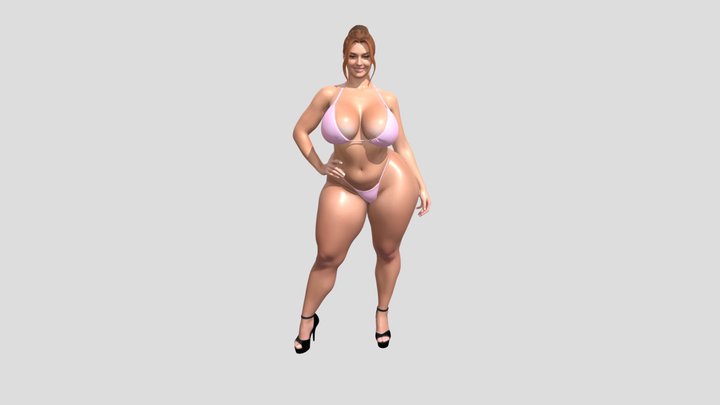 Curvy Confidence in Pink Bikini 3D Model