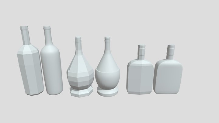 3 Liquor Bottles 3D Model