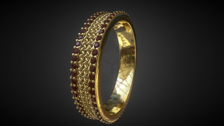 Gold Ring witn Ruby 3D Model