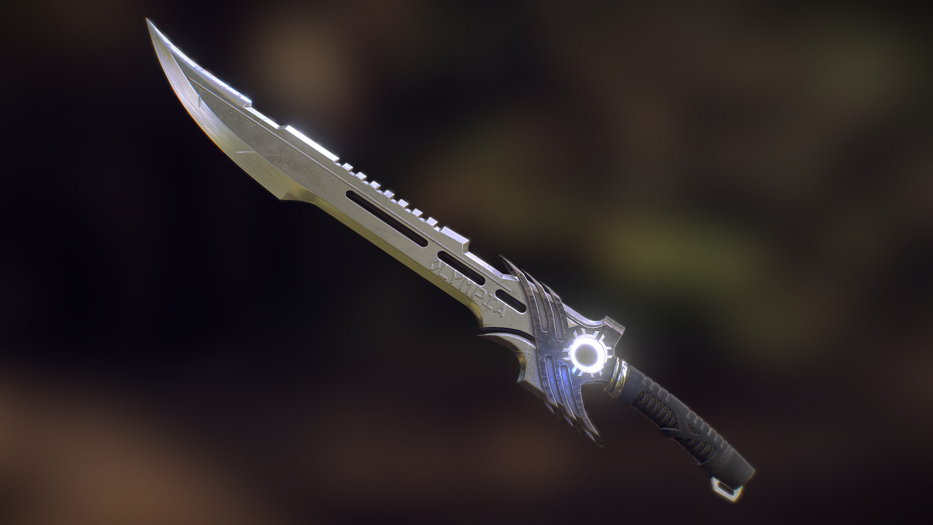 3D model Fury Song – Legendary Swords - This is a 3D model of the Fury Song - Legendary Swords. The 3D model is about a knife with a light on it.