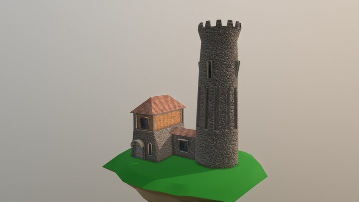 Castle on a floating island 3D Model