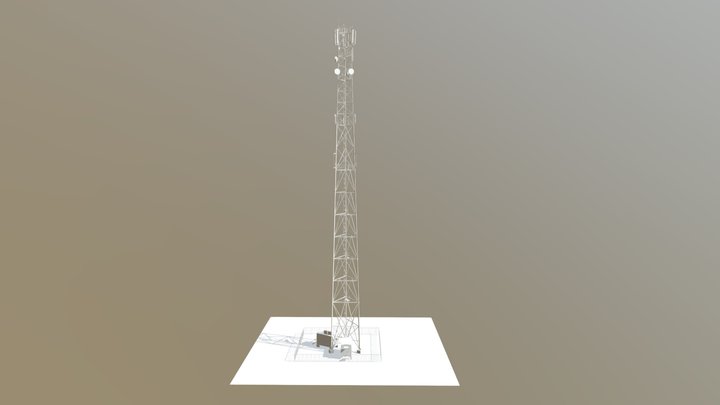 Cellular base station on the tower 72 m 3D Model