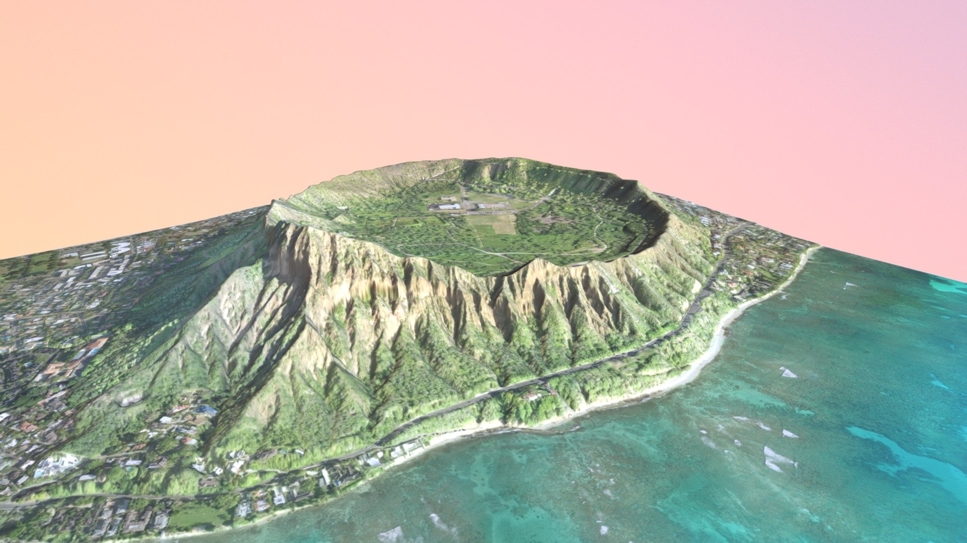 Diamond Head, O'ahu Hawaii (1:15,000 Scale) - 3D model by