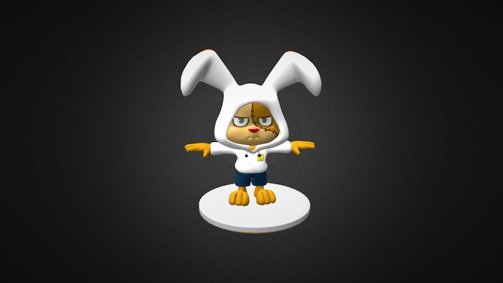 White Chibi Hare 3D Model