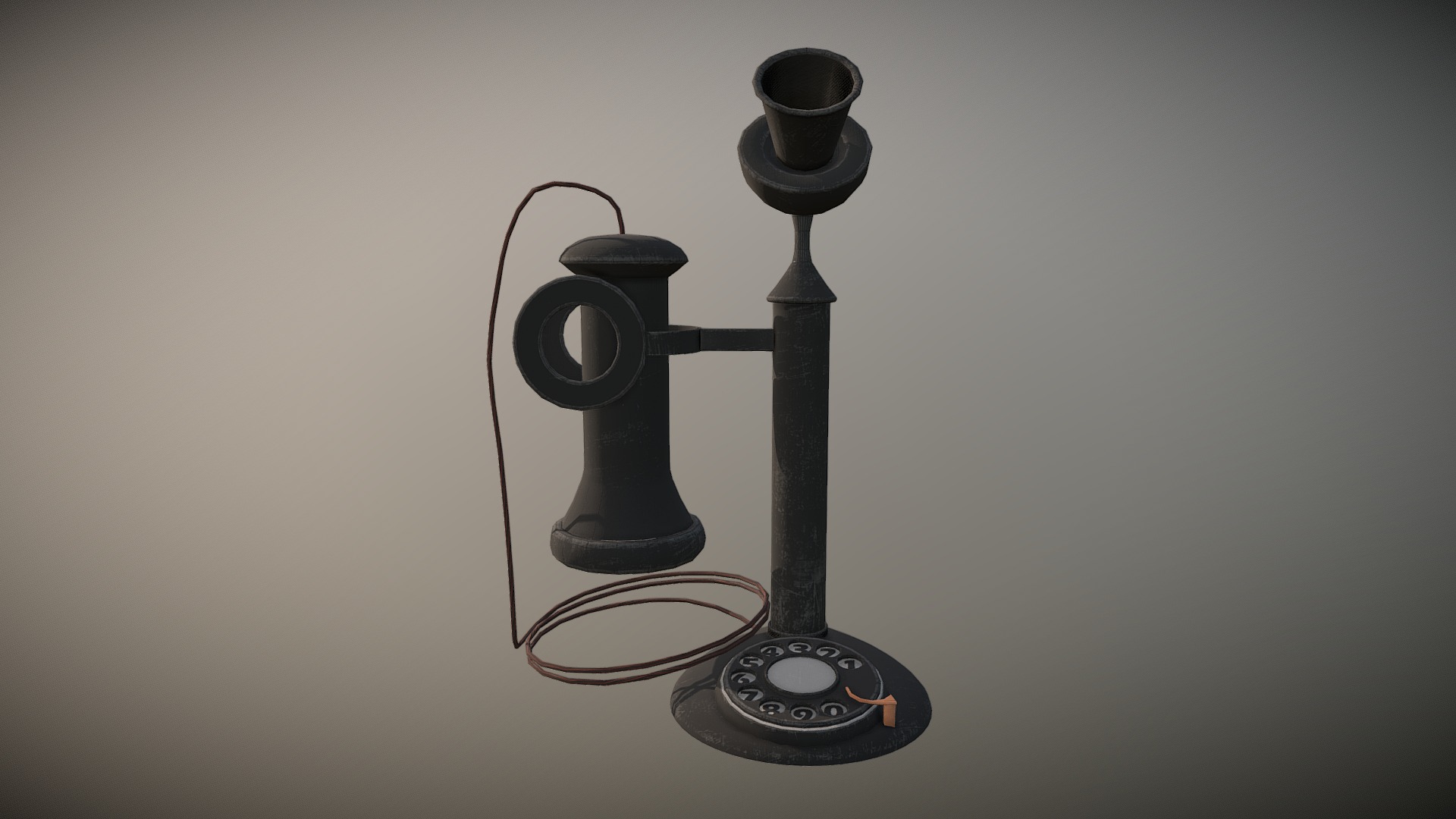 3D model Vintage Phone from the forties Low - This is a 3D model of the Vintage Phone from the forties Low. The 3D model is about a black and silver telephone.