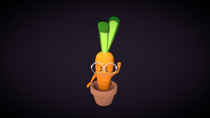 Cute Carrot Sidekick 3D Model