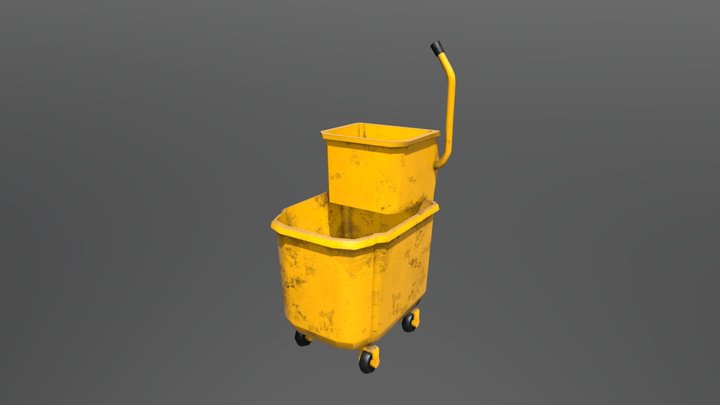Low Poly Mop Bucket 3D Model