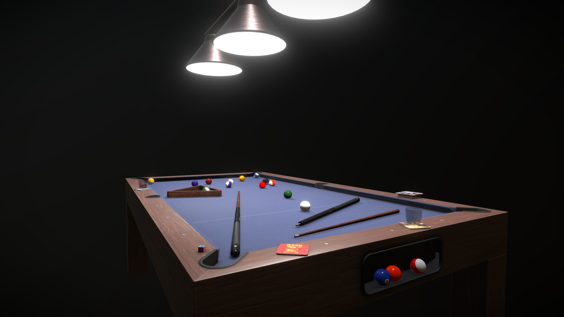 3D model Pool Table Set. - This is a 3D model of the Pool Table Set.. The 3D model is about a pool table with pool balls and a pool table.