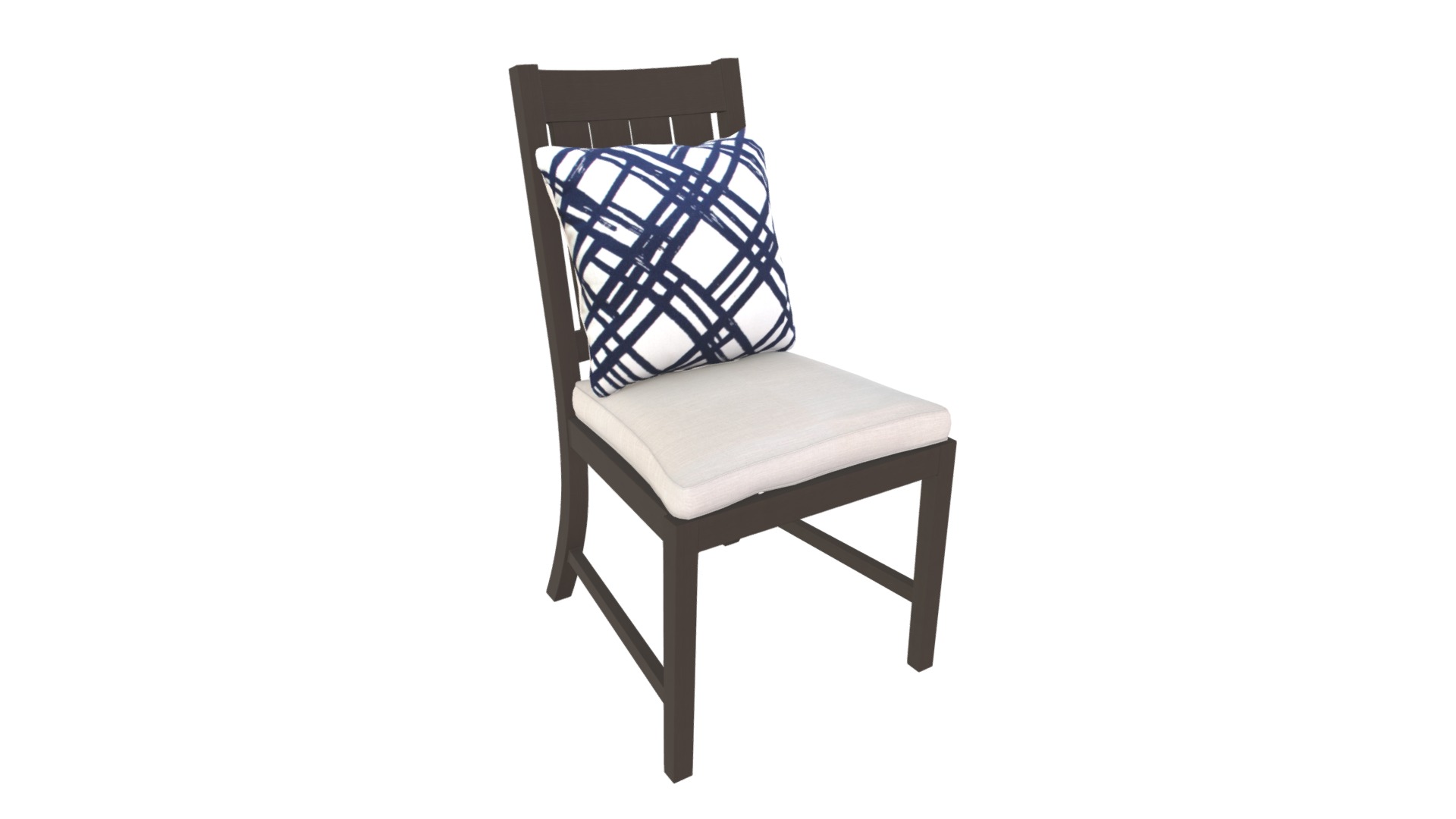 3D model Side Chair - This is a 3D model of the Side Chair. The 3D model is about a chair with a blue and white pillow.