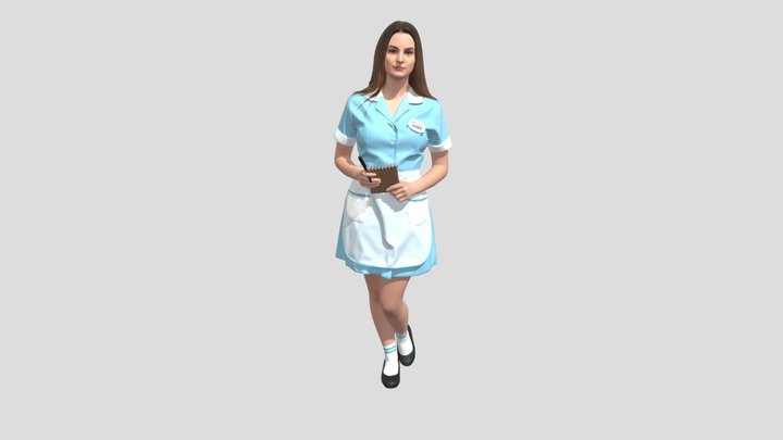 Blue Diner Waitress – Kostenloses 3D-Modell STL