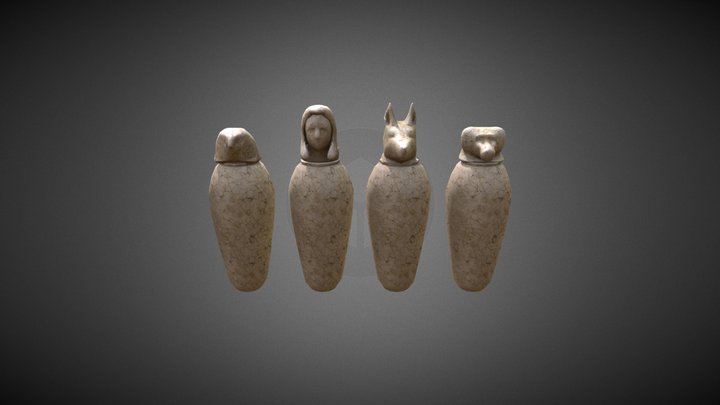Egyptian Faced Vases 3D Model