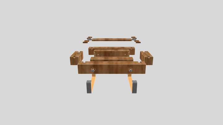 Timber Coffee Table Exploded 3D Model