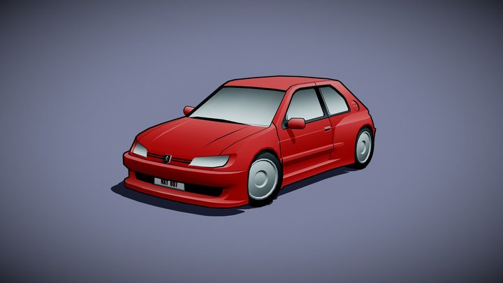 Lowpoly Peugeot 306 Maxi 3D Model